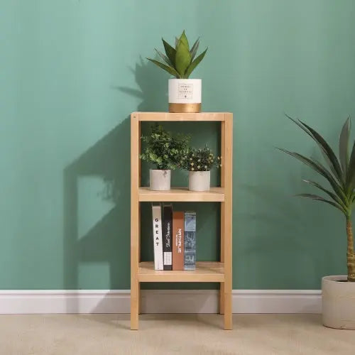 3-Tier Birch Bathroom Shelf, Narrow Shelving Unit, Multifunctional Storage Rack, Corner Rack, For Kitchen, Living Room, Bedroom, Entryway, Bathroom, Natural  Warm Home View