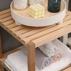 2-Tier Birch Bathroom Shelf, Narrow Shelving Unit, Multifunctional Storage Rack, Corner Rack, For Kitchen, Living Room, Bedroom, Entryway, Bathroom, Natural  Warm Home View