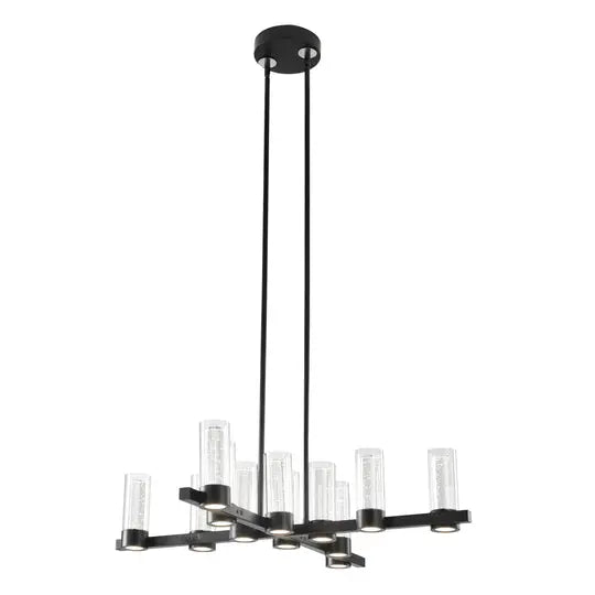 Victory 12 Light Chandelier //  Matte Black  Warm Home View