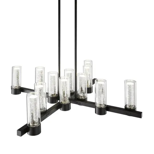 Victory 12 Light Chandelier //  Matte Black  Warm Home View