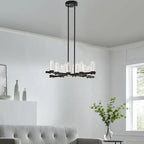 Victory 12 Light Chandelier //  Matte Black  Warm Home View
