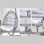 Swing Egg Chair with Stand - Gray Iron/Wicker, 1-Piece  Warm Home View