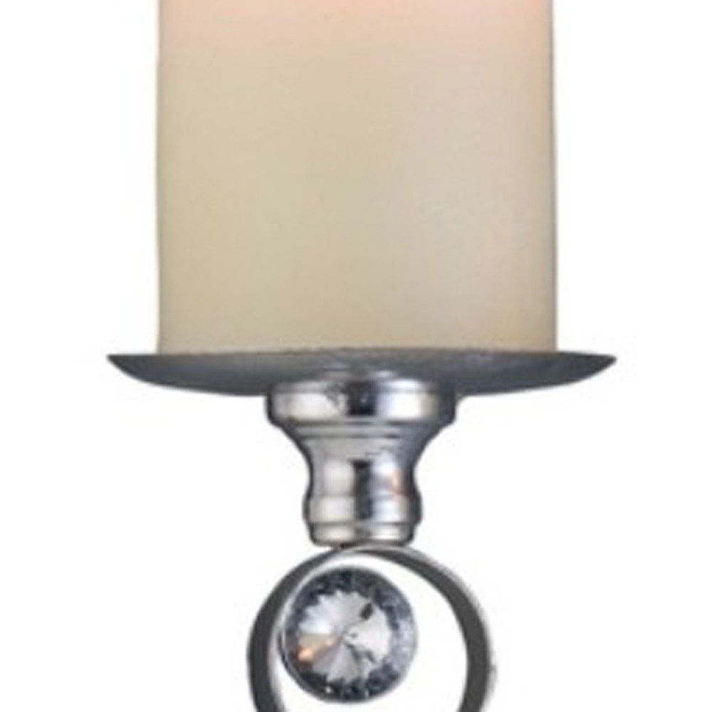 Set Of Two Silver and Blue Bling Tabletop Pillar Candle Holders  Warm Home View