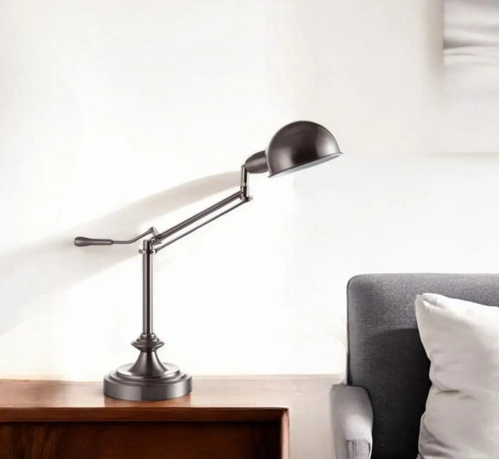 Silver Metal Swing Arm Table Lamp  Warm Home View