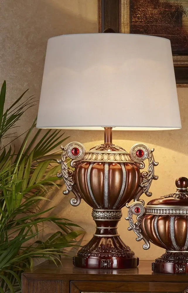 Tall Bronze Urn Shaped Table Lamp  Warm Home View