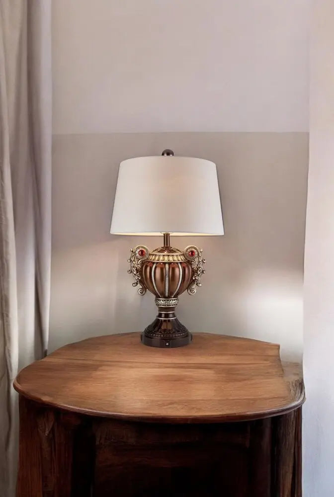 Tall Bronze Urn Shaped Table Lamp  Warm Home View