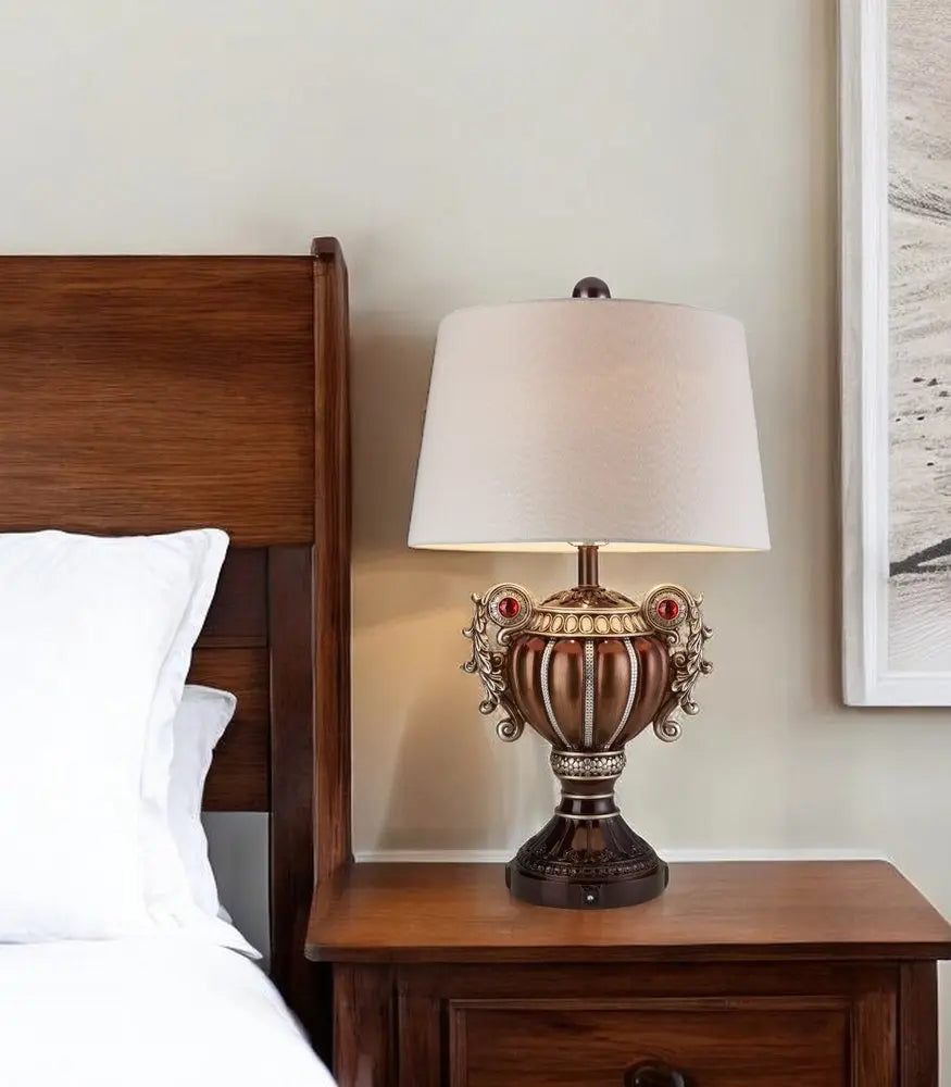 Tall Bronze Urn Shaped Table Lamp  Warm Home View