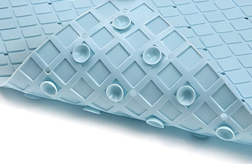 40" Light Blue Geometric Tiles Non Slip Bathtub Mat  Warm Home View