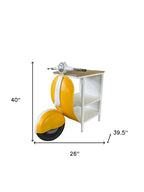 Yellow Wood And Metal Mini Scooter End or Side Table  Warm Home View