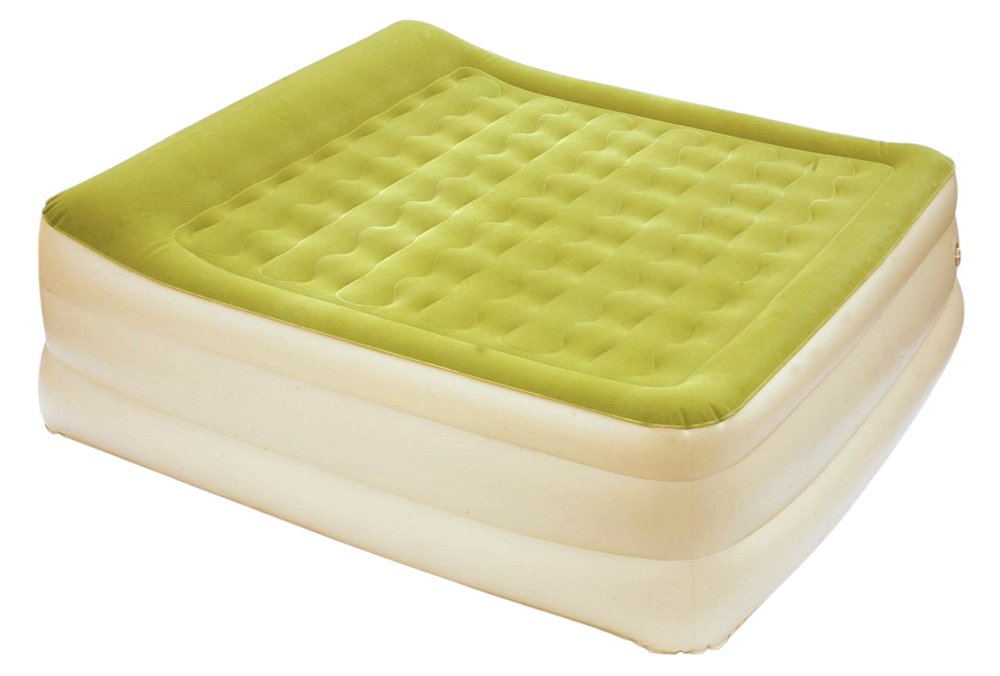 Raised Head Moss Green Inflatable Queen Size Bed Mattress  Warm Home View