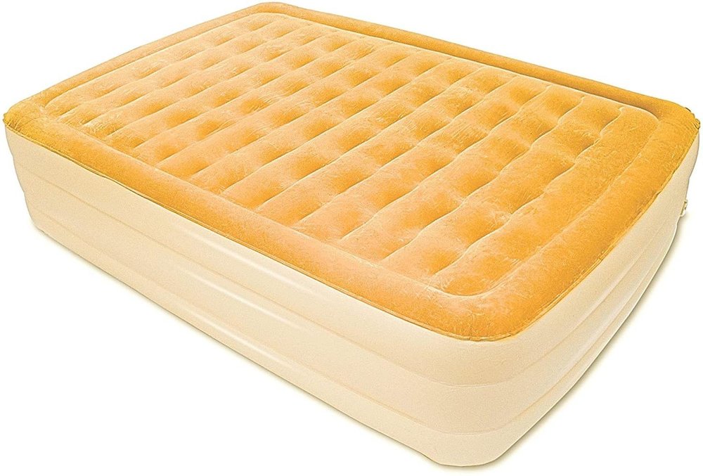 Dreamy Golden Inflatable Queen Size Air Mattress  Warm Home View
