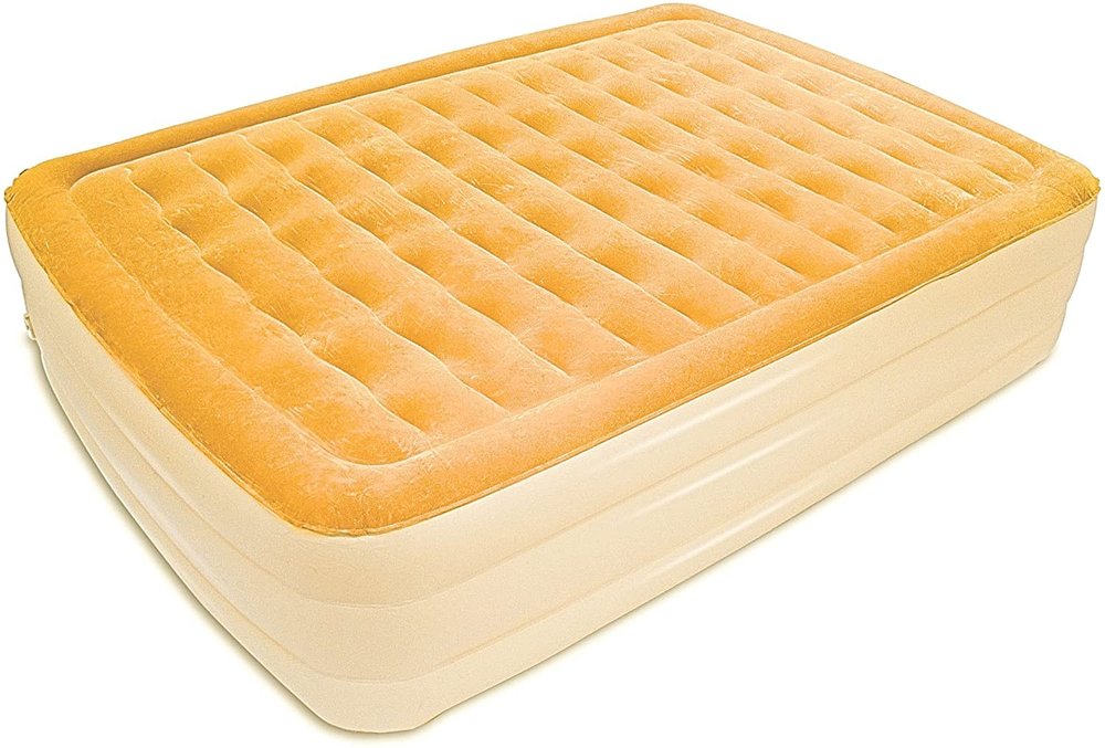 Dreamy Golden Inflatable Queen Size Air Mattress  Warm Home View