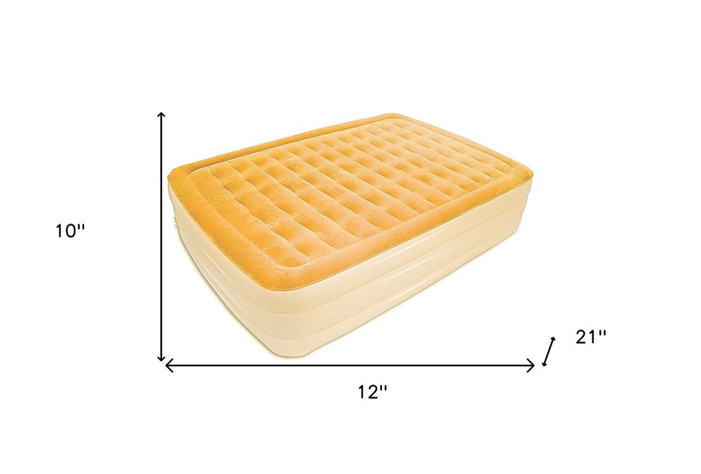 Dreamy Golden Inflatable Queen Size Air Mattress  Warm Home View