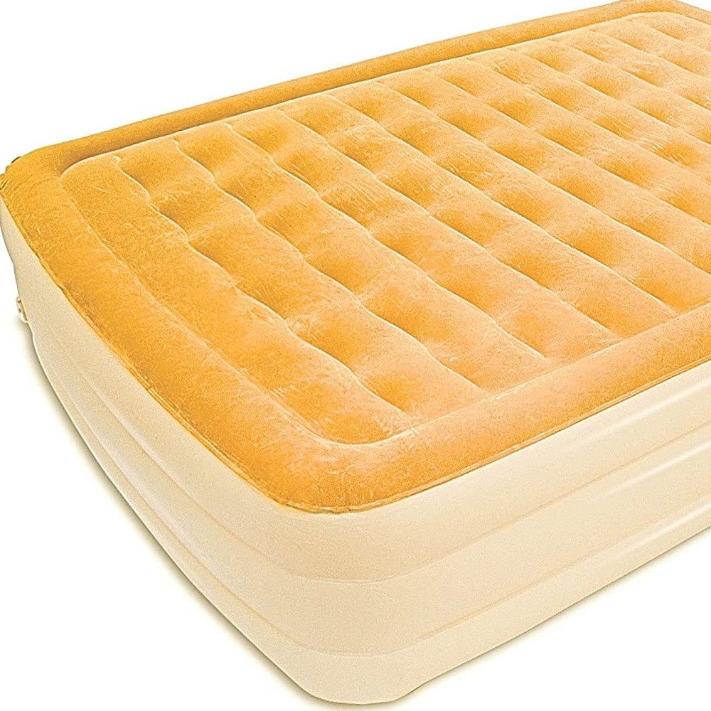 Dreamy Golden Inflatable Queen Size Air Mattress  Warm Home View