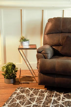 Z Shaped Wood Side Table - Brown/Gold - 1 Piece  Warm Home View