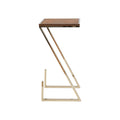 Stylish Asymmetrical Wood and Metal Z shaped Side Table  Warm Home View