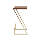 Z Shaped Wood Side Table - Brown/Gold - 1 Piece  Warm Home View