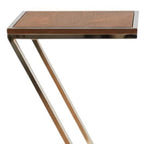 Stylish Asymmetrical Wood and Metal Z shaped Side Table  Warm Home View