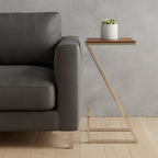 Stylish Asymmetrical Wood and Metal Z shaped Side Table  Warm Home View
