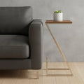Z Shaped Wood Side Table - Brown/Gold - 1 Piece  Warm Home View