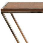 Stylish Asymmetrical Wood and Metal Z shaped Side Table  Warm Home View