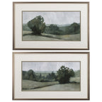 Set of Two Green Trees Framed Art  Warm Home View