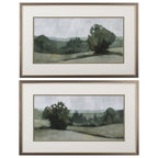 Set of Two Green Trees Framed Art  Warm Home View