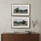 Set of Two Green Trees Framed Art  Warm Home View