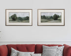 Set of Two Green Trees Framed Art  Warm Home View