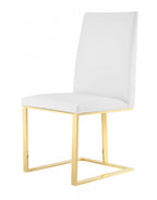 White and Gold Upholstered Faux Leather Dining Side Chair  Warm Home View