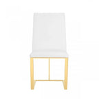 White Faux Leather Dining Side Chair Gold Legs 1-Piece  Warm Home View