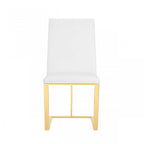 White and Gold Upholstered Faux Leather Dining Side Chair  Warm Home View