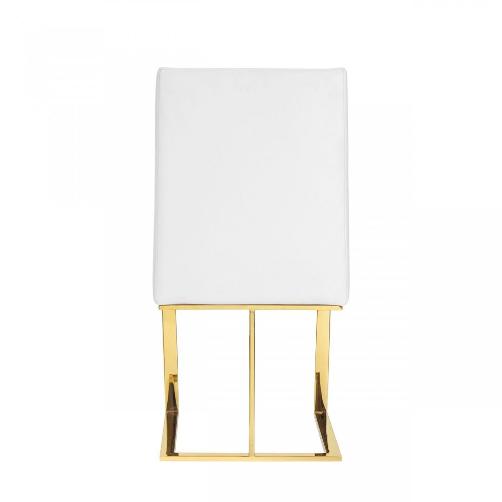 White and Gold Upholstered Faux Leather Dining Side Chair  Warm Home View