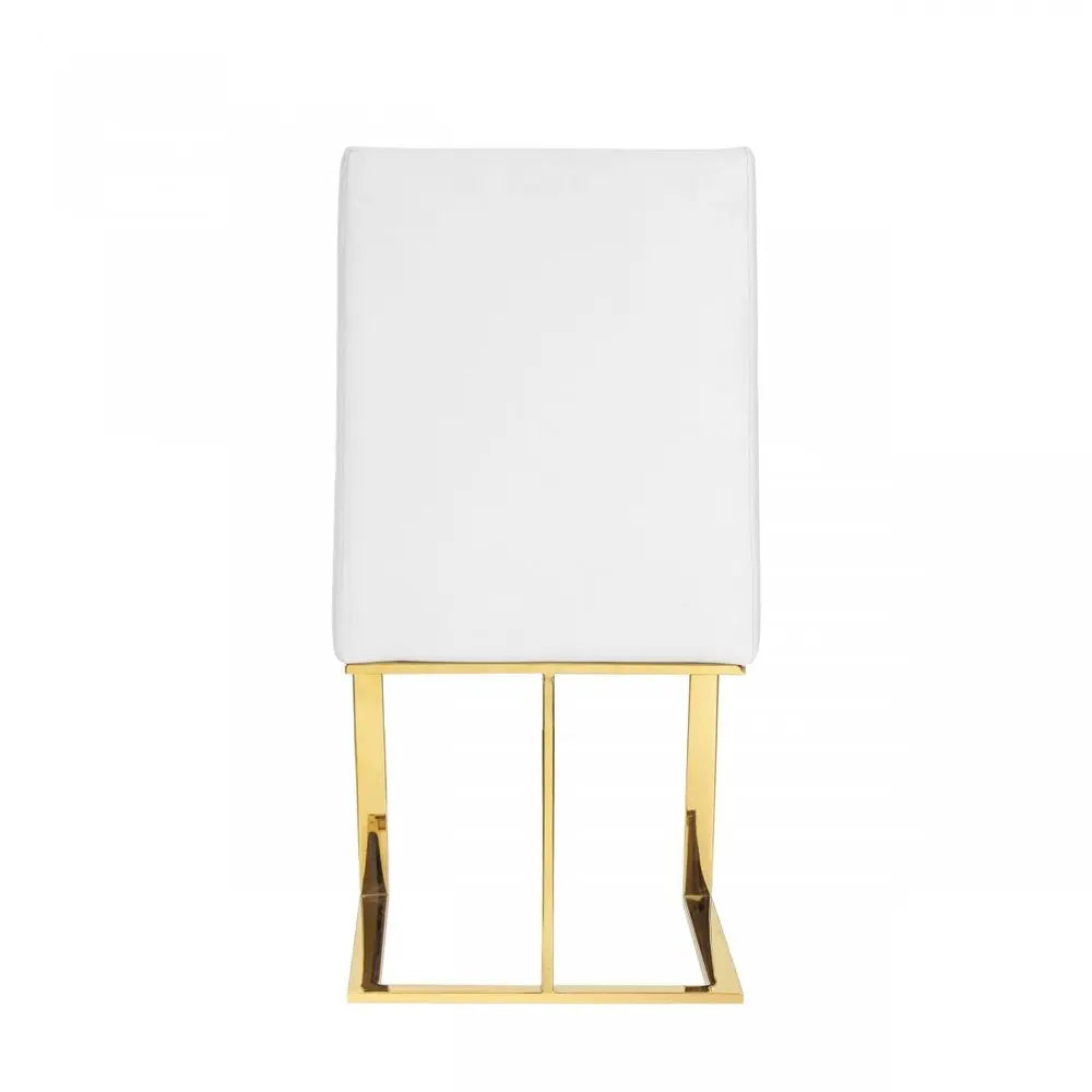 White Faux Leather Dining Side Chair Gold Legs 1-Piece  Warm Home View