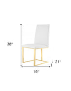 White and Gold Upholstered Faux Leather Dining Side Chair  Warm Home View