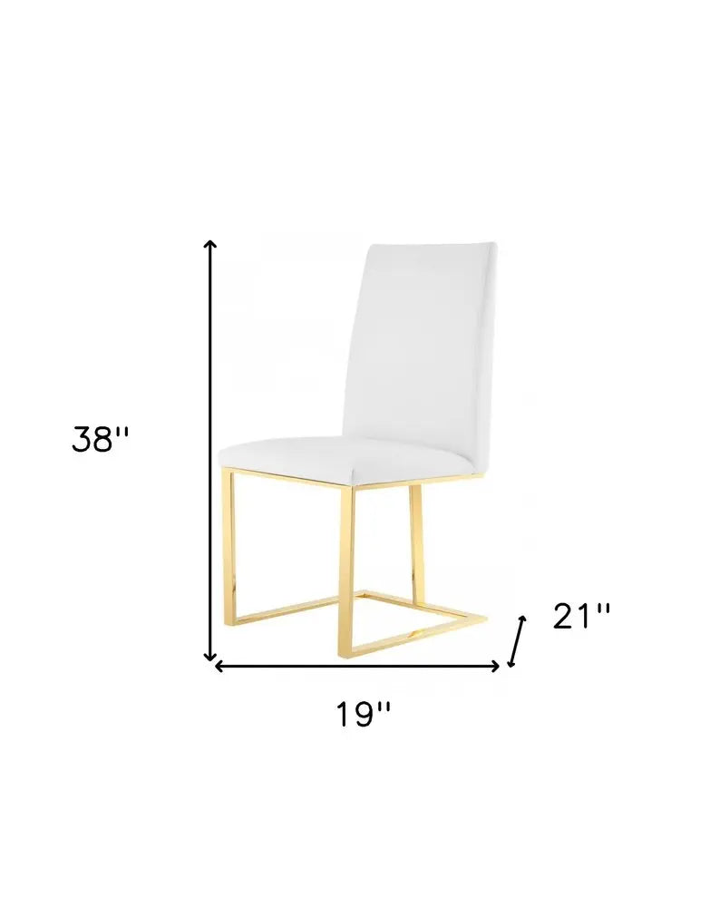 White Faux Leather Dining Side Chair Gold Legs 1-Piece  Warm Home View