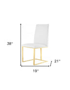 White Faux Leather Dining Side Chair Gold Legs 1-Piece  Warm Home View