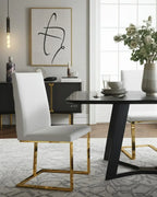 White Faux Leather Dining Side Chair Gold Legs 1-Piece  Warm Home View