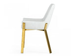 White and Gold Upholstered Faux Leather Dining Arm Chair  Warm Home View
