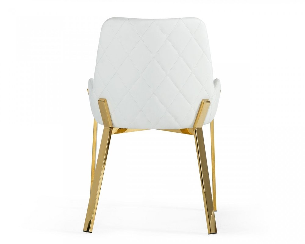 White and Gold Upholstered Faux Leather Dining Arm Chair  Warm Home View
