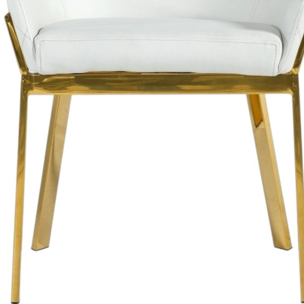 White and Gold Upholstered Faux Leather Dining Arm Chair  Warm Home View