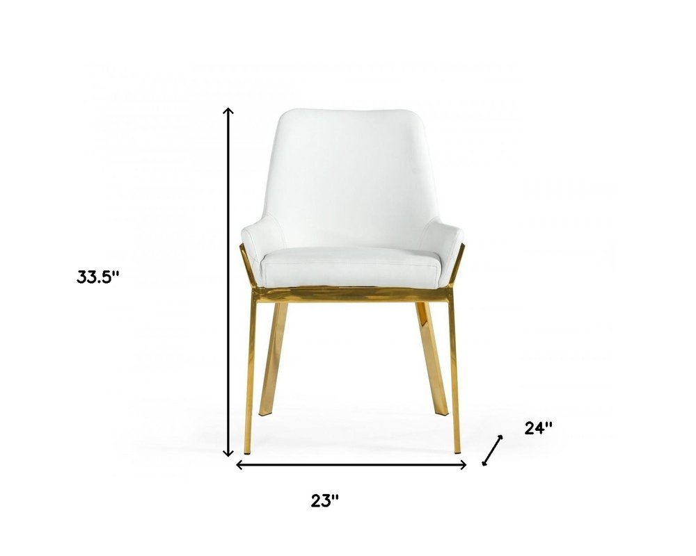 White and Gold Upholstered Faux Leather Dining Arm Chair  Warm Home View
