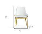 White and Gold Upholstered Faux Leather Dining Arm Chair  Warm Home View