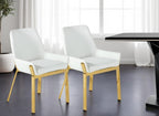 White and Gold Upholstered Faux Leather Dining Arm Chair  Warm Home View