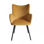 Yellow and Black Upholstered Velvet Wing Back Dining Arm Chair  Warm Home View