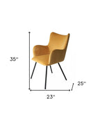 Yellow and Black Upholstered Velvet Wing Back Dining Arm Chair  Warm Home View
