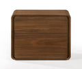 Modern Walnut Brown Nightstand with Two Drawers  Warm Home View