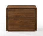 Modern Walnut Brown Nightstand with Two Drawers  Warm Home View