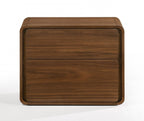 Modern Walnut Brown Nightstand with Two Drawers  Warm Home View