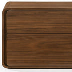 Modern Walnut Brown Nightstand with Two Drawers  Warm Home View